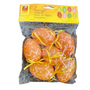 Závěsná velikonoční vajíčka Oranžová 6 ks