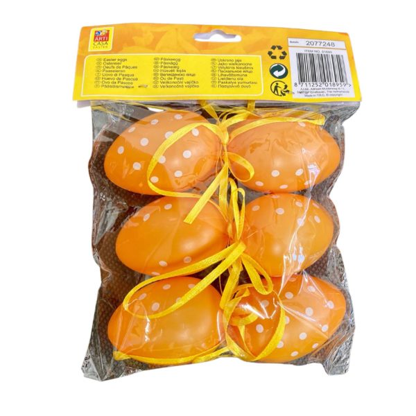 Závěsná velikonoční vajíčka Oranžové puntíky 6 ks