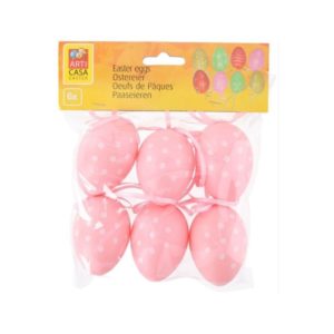 Závěsná velikonoční vajíčka Růžové puntíky 6 ks
