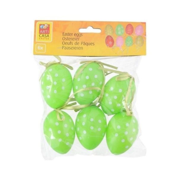 Závěsná velikonoční vajíčka Zelené puntíky 6 ks