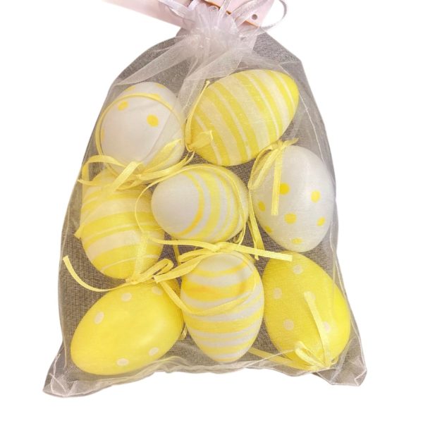 Závěsná velikonoční vajíčka Žlutá, 8 ks