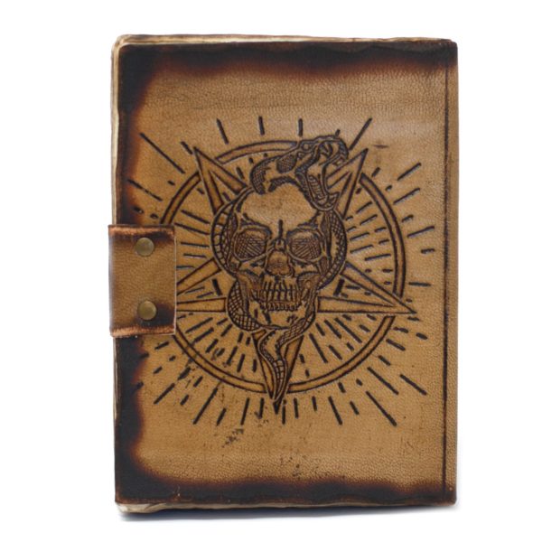 Kožený zápisník Pentagram a lebka